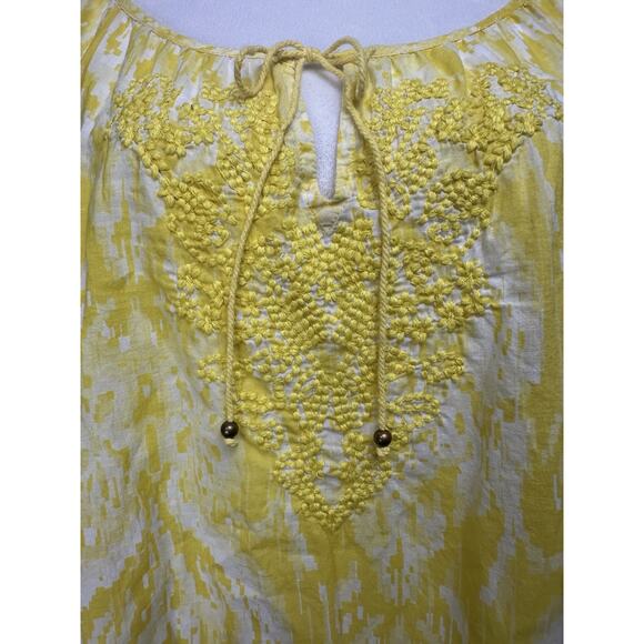 Lane Bryant Women’s Top 3/4 Sleeves Yellow Embroidered Elastic Waist Sz 18/20 - Picture 3 of 14